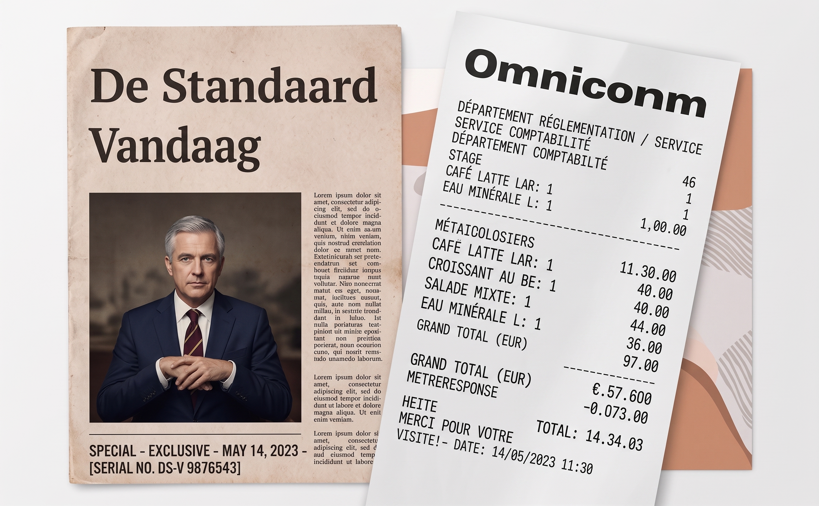 Voorbeeld krant of kassabon